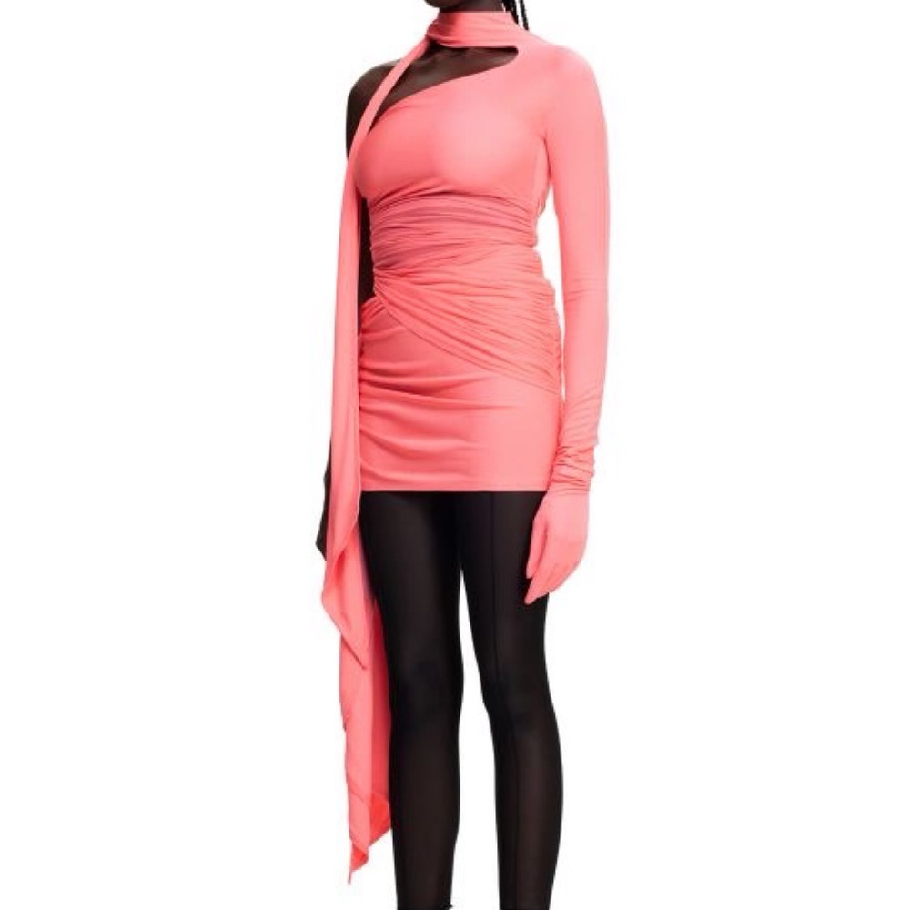 H&M x Mugler One Shoulder Dress w/ Glove